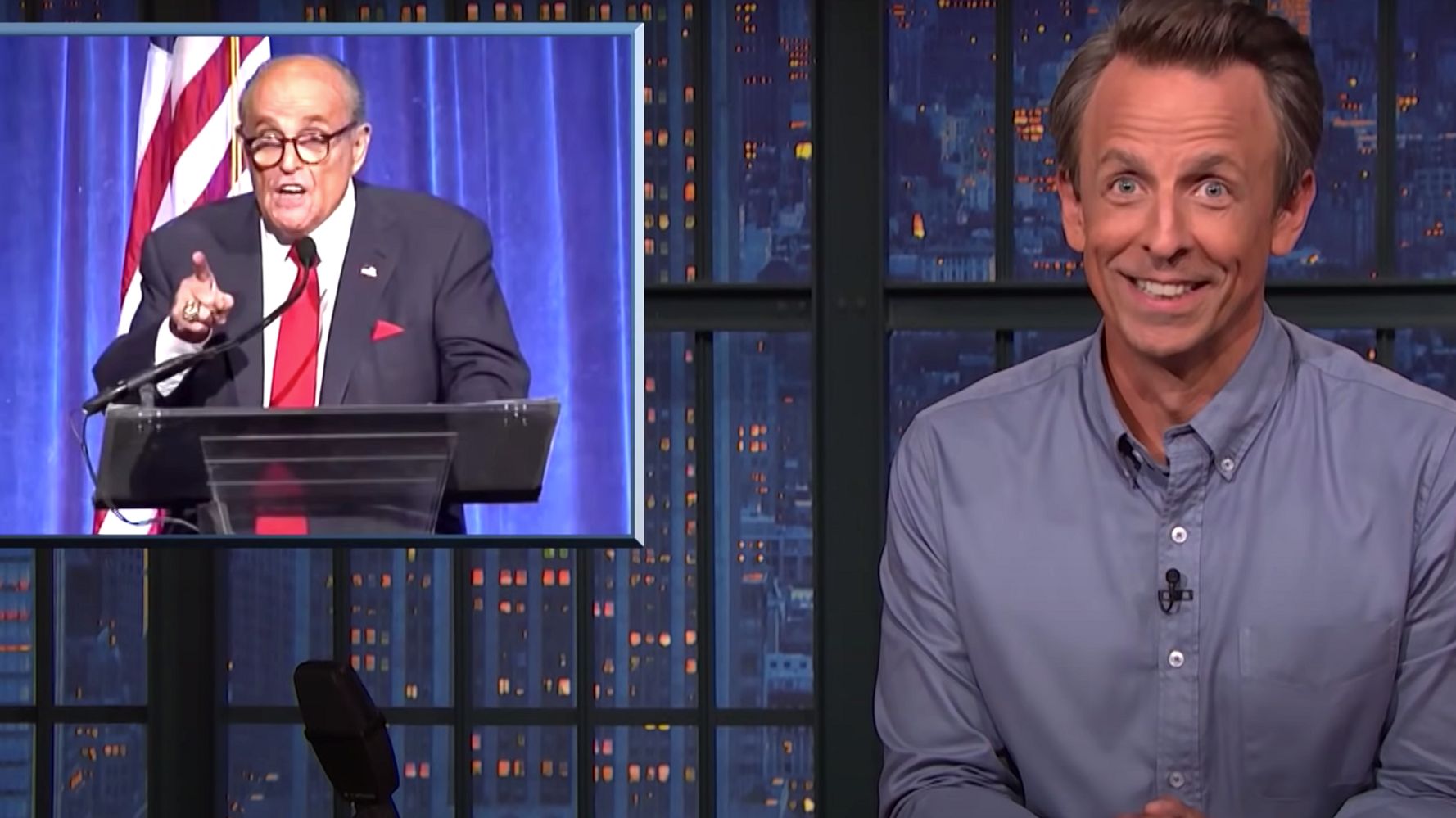 Giuliani’s Off-The-Rails Speech Mimicking The Queen Gets The Treatment From Seth Meyers