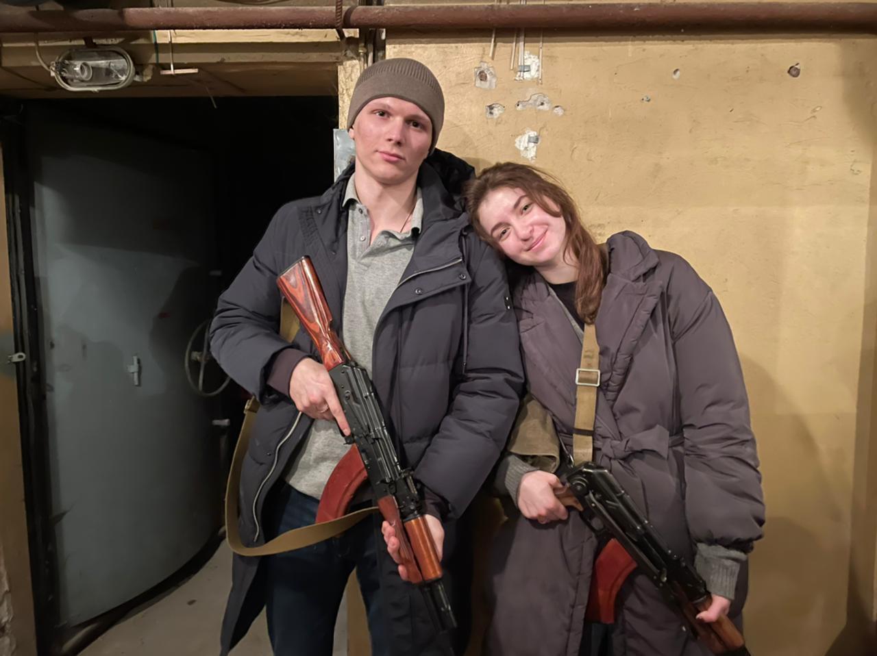 They moved up their wedding to the day the invasion started. On the second day, they armed themselves